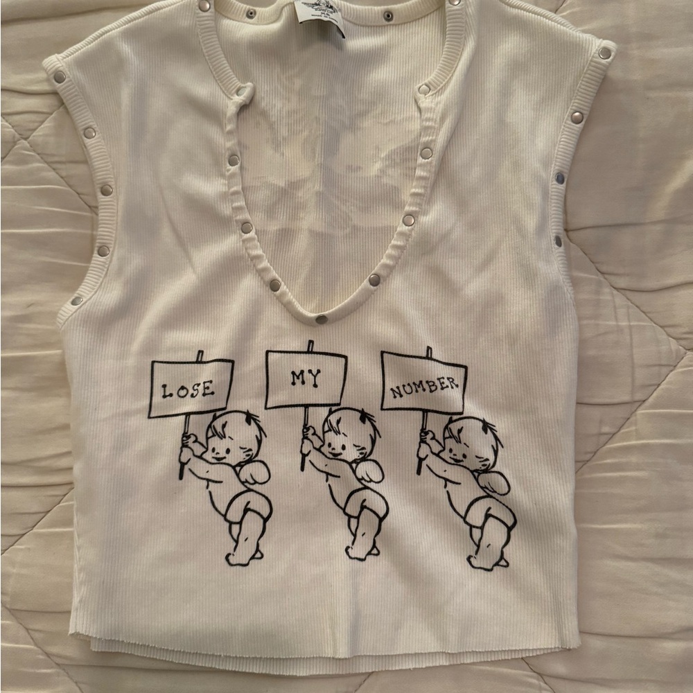 Boys Lie Cream Ribbed Button-Up Top